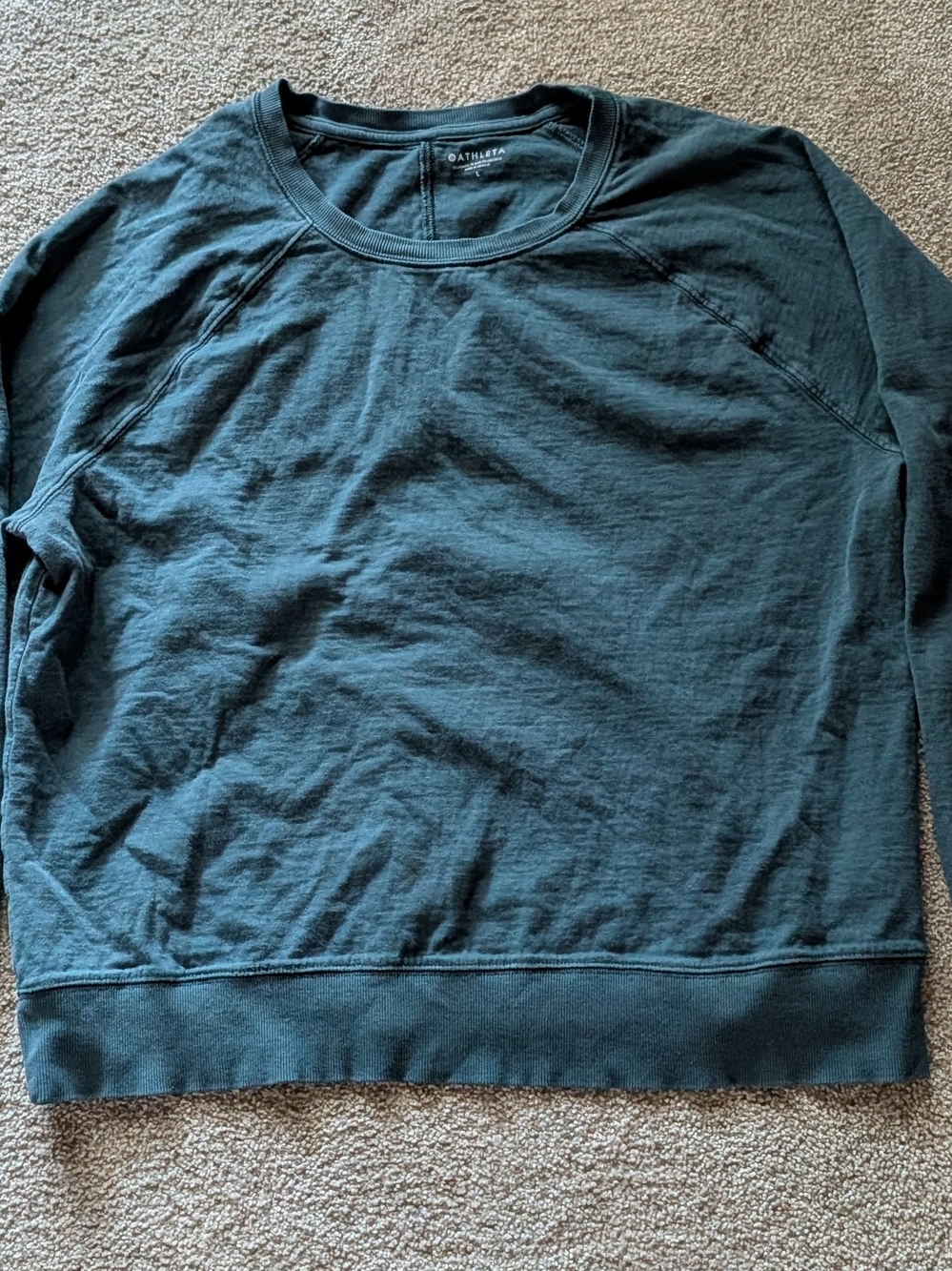 Athleta Teal Green Raglan Crewneck Sweatshirt... Ladies....Size Large